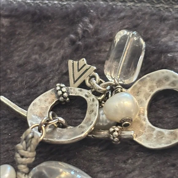 Silpada Elegant 925 Silver toggle and pearl & clear glass beads Bracelet - Picture 3 of 8